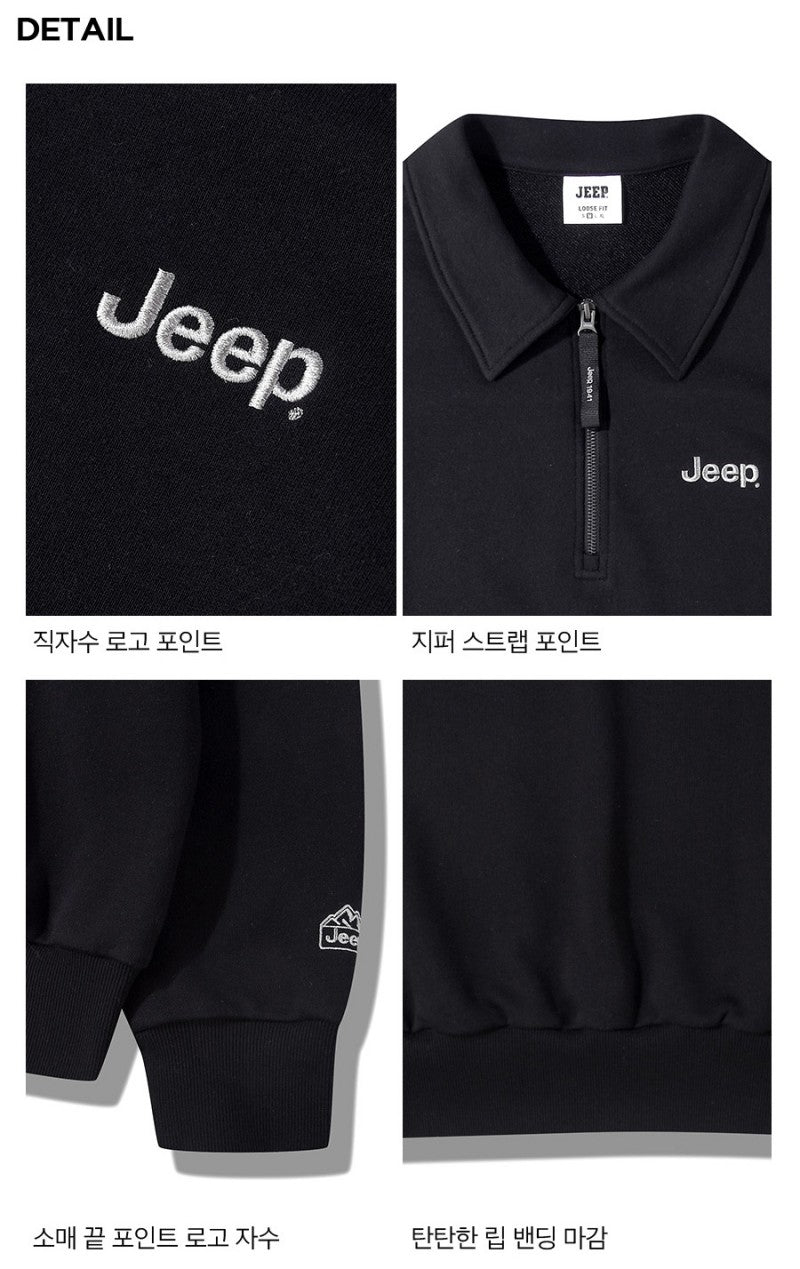 男女同款【WE ARE】韓國JEEP 半拉鏈翻領大學T JQ5TSU834