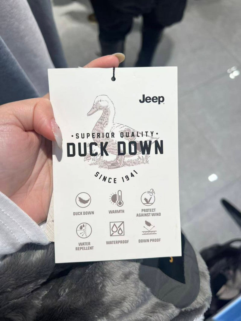 【WE ARE】韓國JEEP 菱紋珊瑚絨+鴨絨防潑水連帽外套 JQ4JPU304