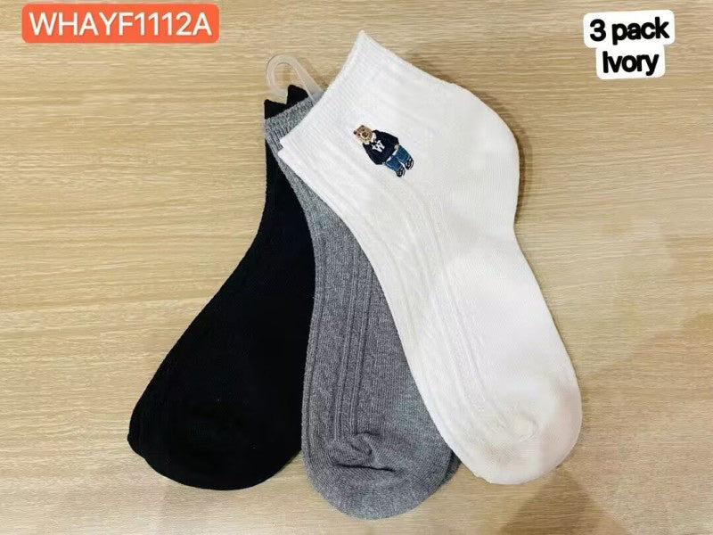 【WE ARE】Korea WHO.AU casual cotton socks (3 pairs 1 set) WHAYF1112A