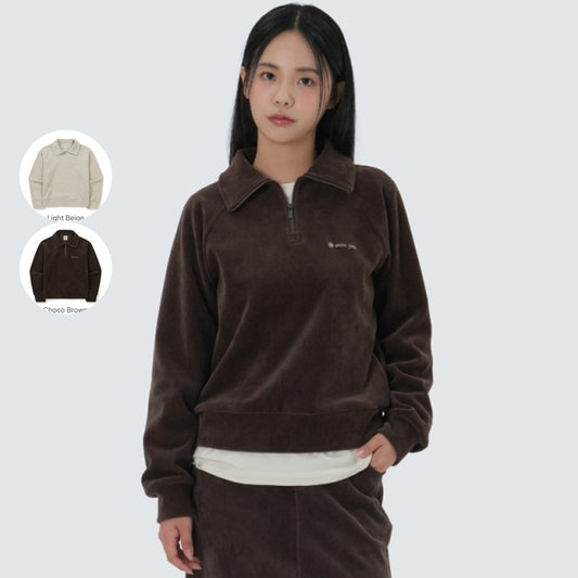 女款【WE ARE】韓國snow peak雪峰 微短版燈芯絨半拉鏈上衣S25WWFZT71