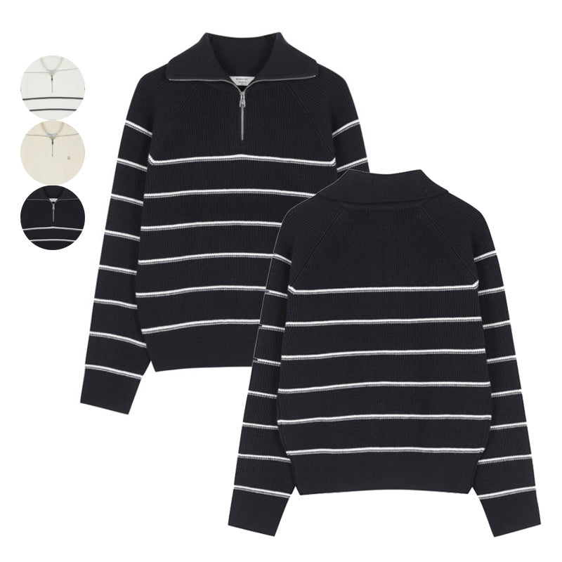 女款【WE ARE】韓國M計畫半拉鏈翻領毛衣EPF4ET2200