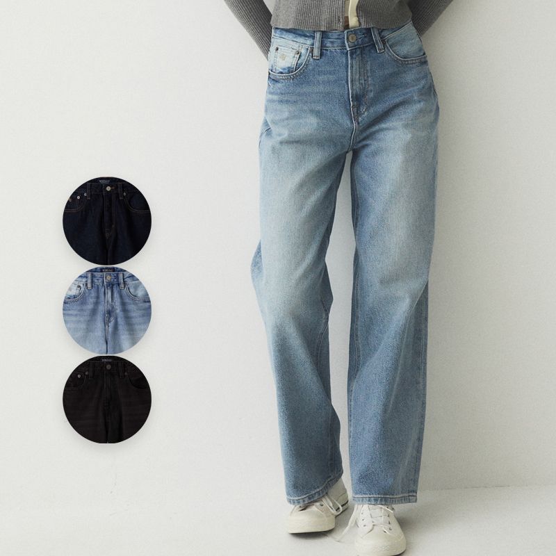 【WE ARE】Korea WHO.AU purchasing casual loose jeans WHTJE4911F