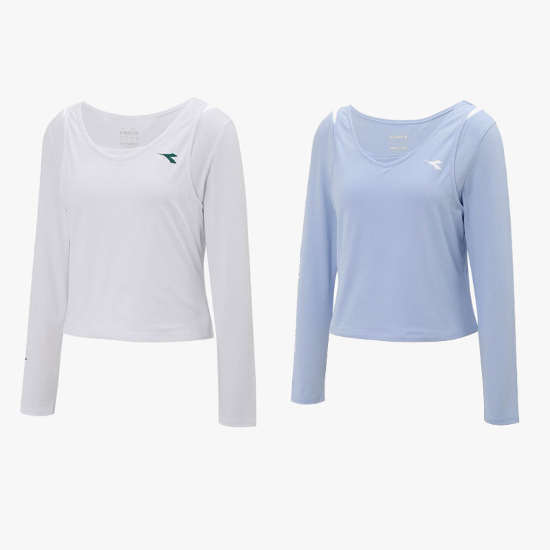 【WE ARE】Korea Diadora fake two-piece design long-sleeved top D5122TRL33
