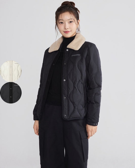 女款【WE ARE】韓國Discovery 異材質鴨絨夾克外套 DWDJ82056