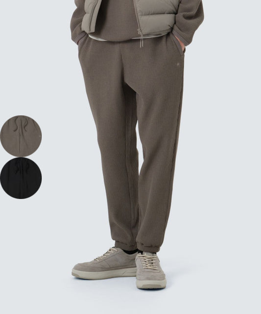 V同款 男款【WE ARE】韓國snow peak 華夫格束口慢跑褲S25FMTFP16