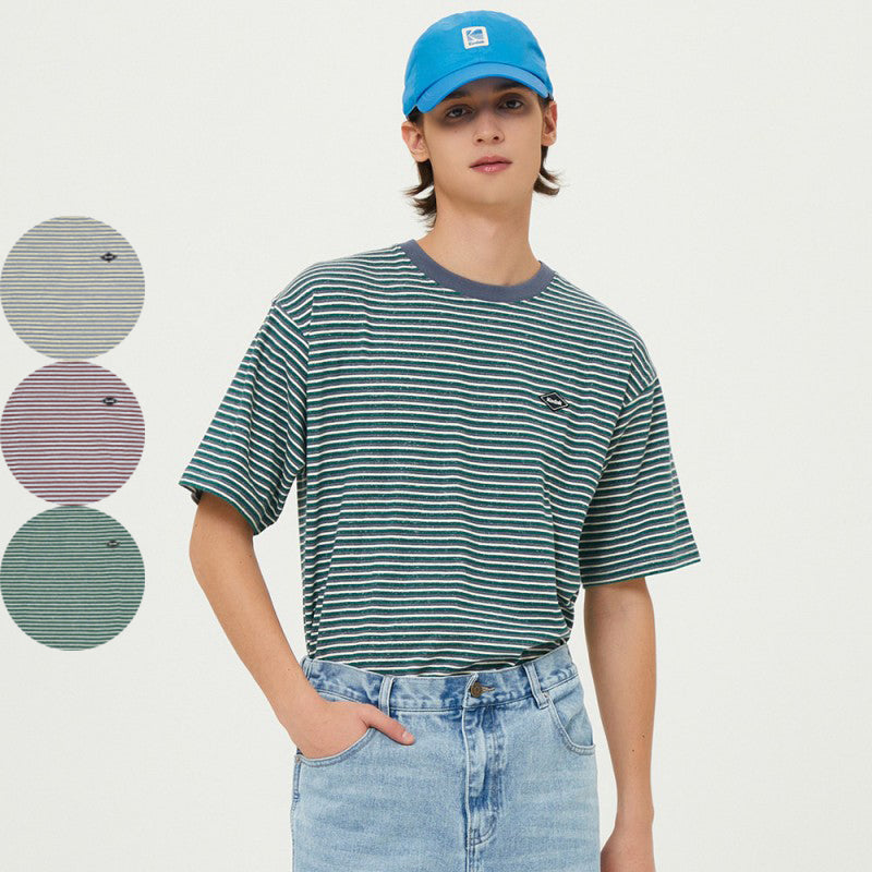 【WE ARE】Korea KODAK Kodak Unisex Striped Short Sleeve T-Shirt K5223LRS33