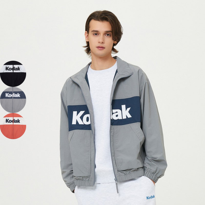 【WE ARE】Korea KODAK Kodak color matching large LOGO jacket K5123EJKQ1