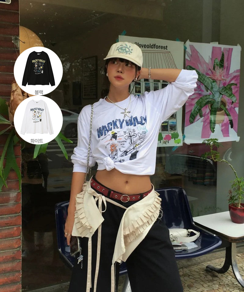 【WE ARE】韓國wacky Willy 塗鴉風長袖T恤 WA2503LT11