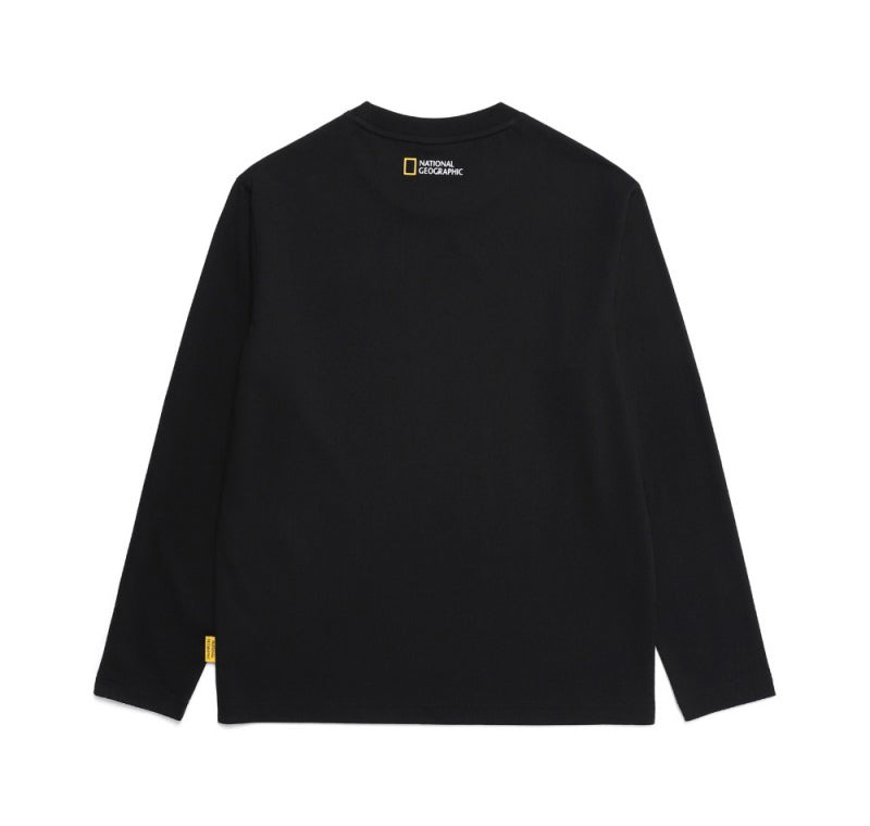 Unisex【WE ARE】 Korean National Geographic Small Black Label Long Sleeve Cotton T-shirt N251UTS050