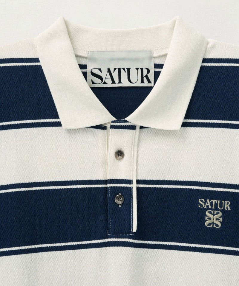 【WE ARE】韓國Satur 粗條翻領POLO長袖 SA251ULS02
