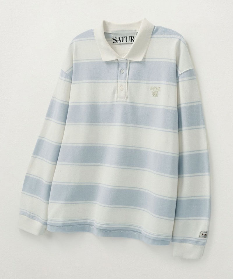 【WE ARE】韓國Satur 粗條翻領POLO長袖 SA251ULS02
