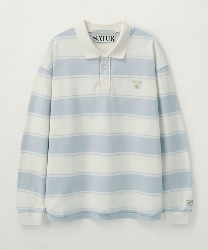 【WE ARE】韓國Satur 粗條翻領POLO長袖 SA251ULS02