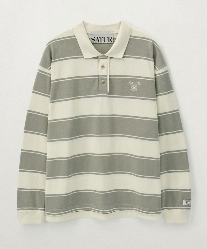 【WE ARE】韓國Satur 粗條翻領POLO長袖 SA251ULS02