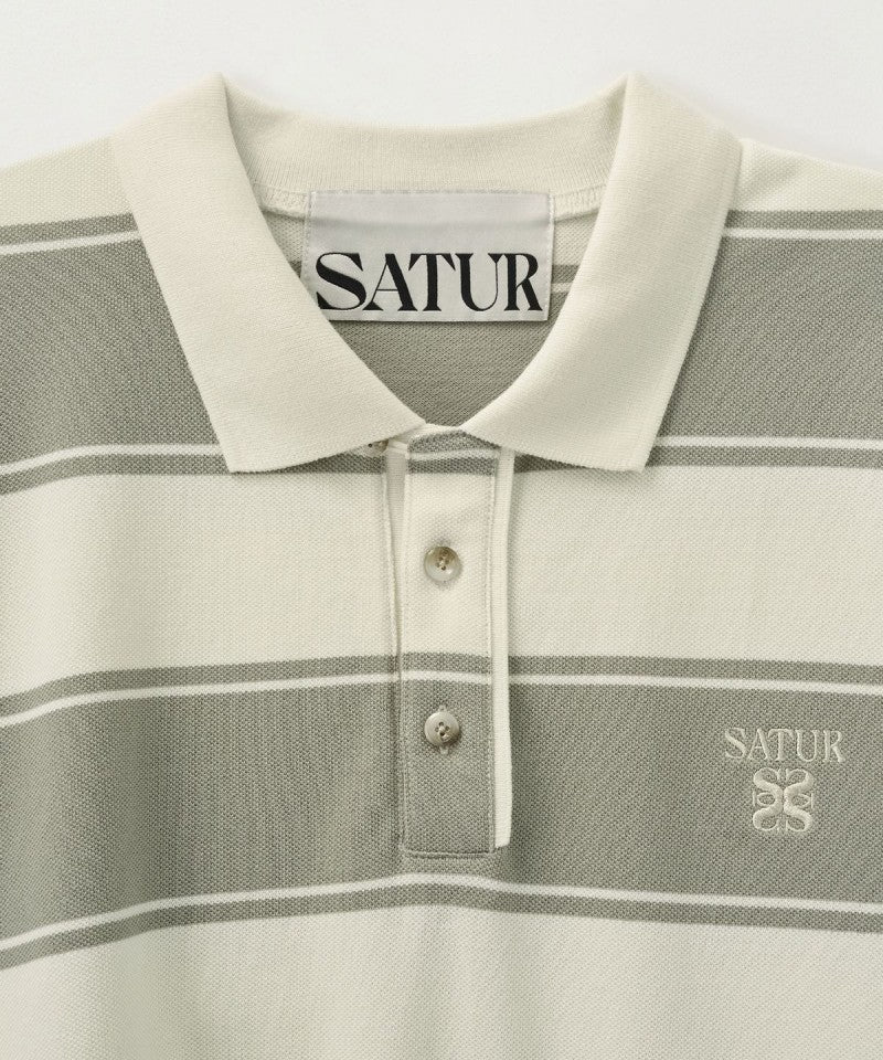 【WE ARE】韓國Satur 粗條翻領POLO長袖 SA251ULS02
