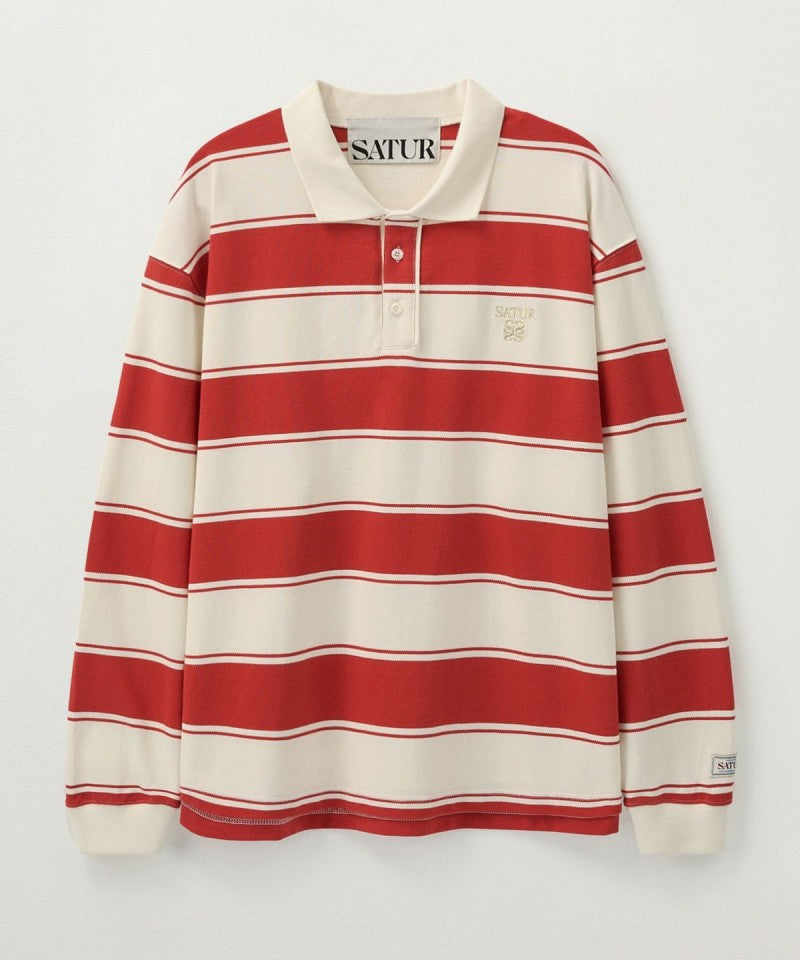 【WE ARE】韓國Satur 粗條翻領POLO長袖 SA251ULS02