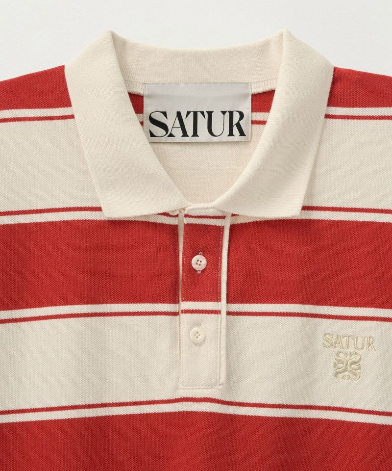 【WE ARE】韓國Satur 粗條翻領POLO長袖 SA251ULS02