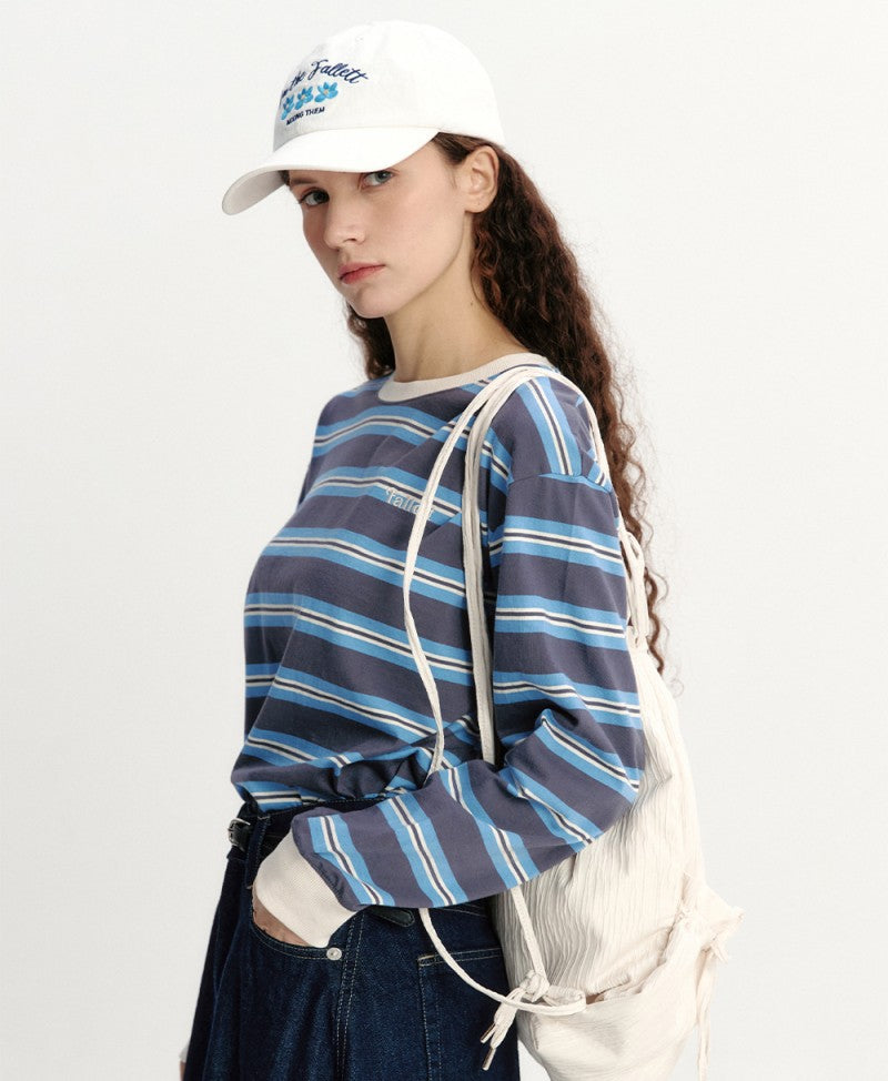 【WE ARE】Korea Fallett striped long-sleeved T-shirt top FA2501LT01