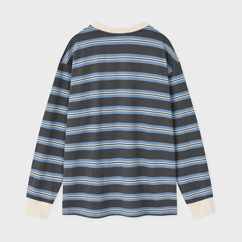 【WE ARE】Korea Fallett striped long-sleeved T-shirt top FA2501LT01