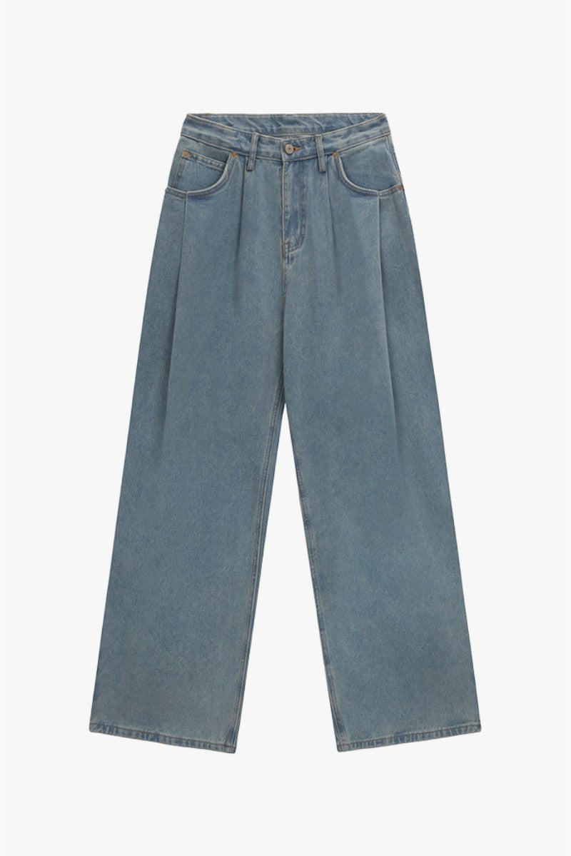 【WE ARE】韓國DONTBELATE打摺牛仔落地寬褲