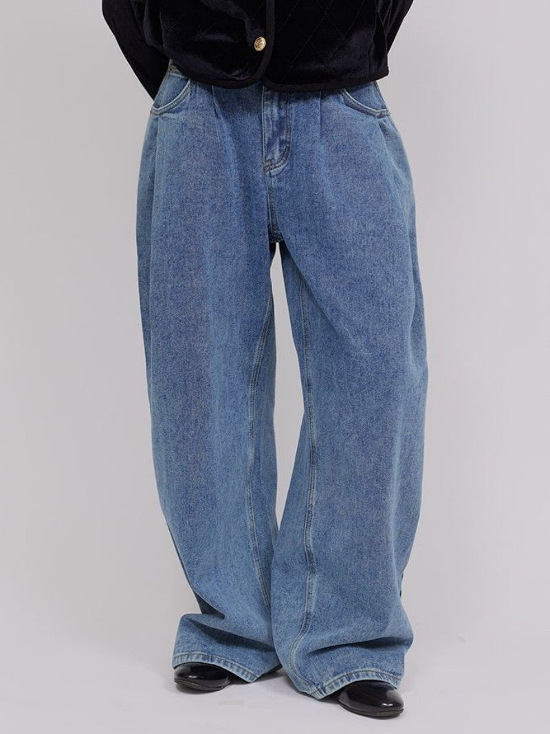 【WE ARE】韓國DONTBELATE打摺牛仔落地寬褲