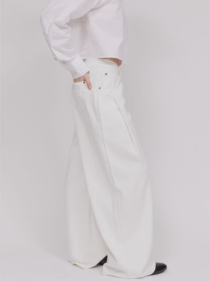 【WE ARE】韓國DONTBELATE打摺牛仔落地寬褲