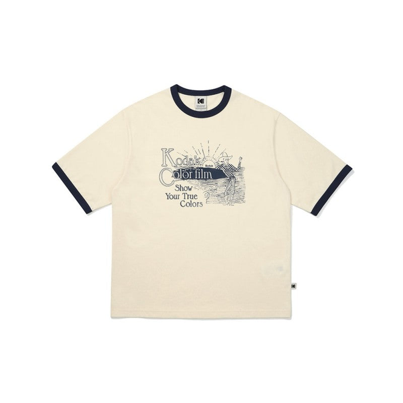 【WE ARE】韓國KODAK柯達 Aerocool滾邊手繪 涼感短袖T恤K5223LRS41