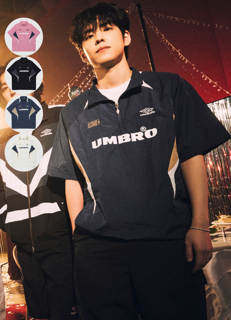 【WE ARE】韓國Umbro 拼色半拉鍊短袖上衣UQ223CWT52