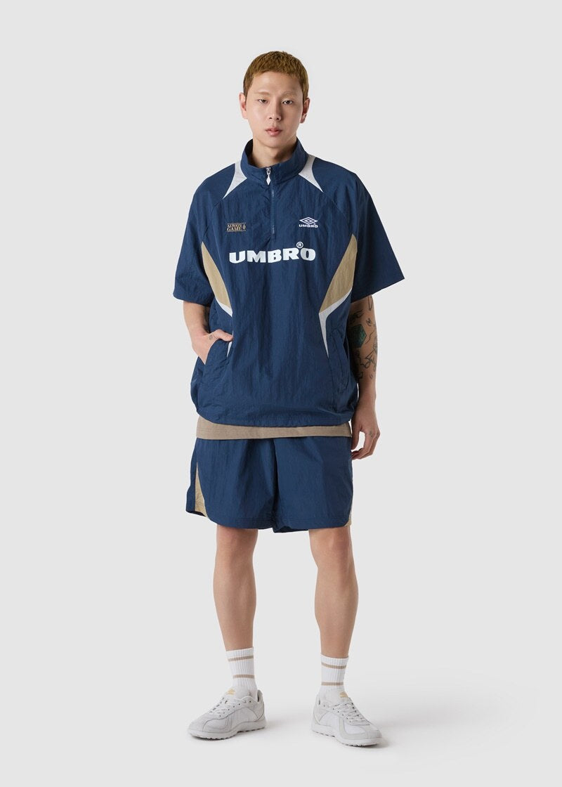 【WE ARE】韓國Umbro 拼色半拉鍊短袖上衣UQ223CWT52