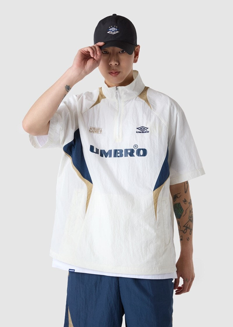 【WE ARE】韓國Umbro 拼色半拉鍊短袖上衣UQ223CWT52