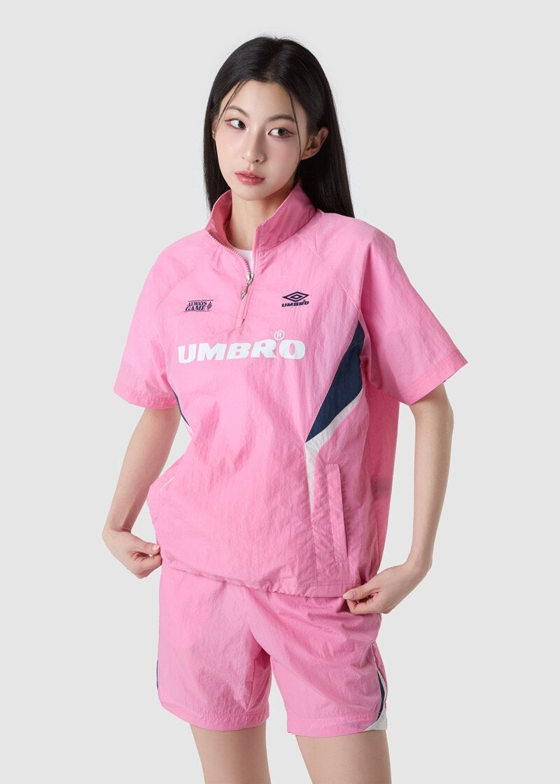 【WE ARE】韓國Umbro 拼色半拉鍊短袖上衣UQ223CWT52