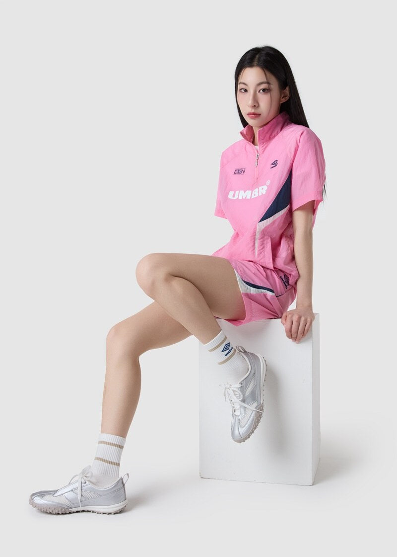【WE ARE】韓國Umbro 拼色半拉鍊短袖上衣UQ223CWT52