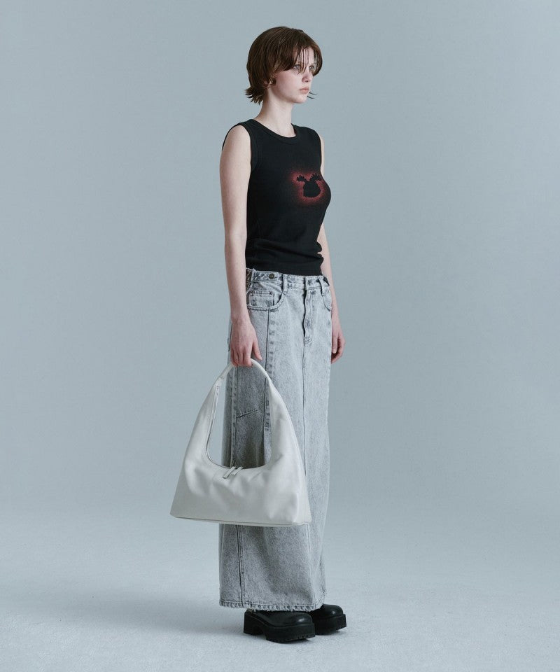 【WE ARE】韓國HOBO LARGE_cream glossy plain單肩包