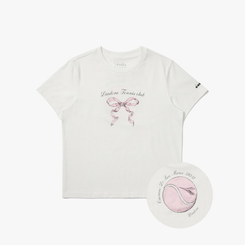 女款【WE ARE】韓國Diadora 蝴蝶結緞帶短袖T恤 D5222LRS60