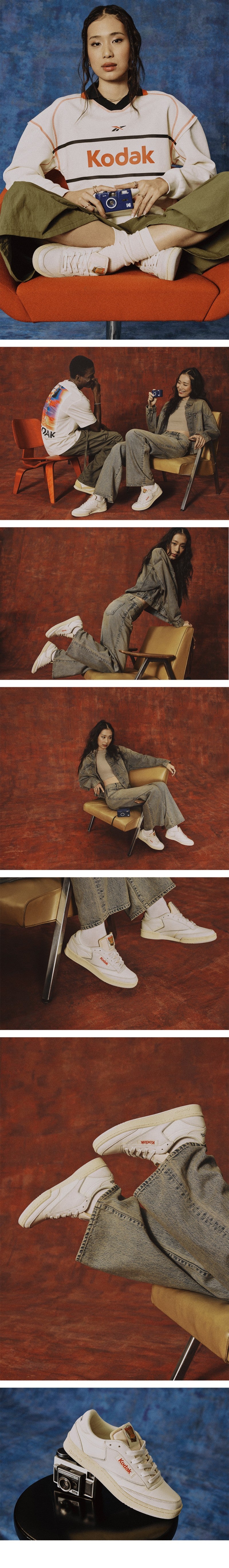 正碼帶【WE ARE】韓國ReebokxKodak 聯名刷舊異材質板鞋 RESO5E003