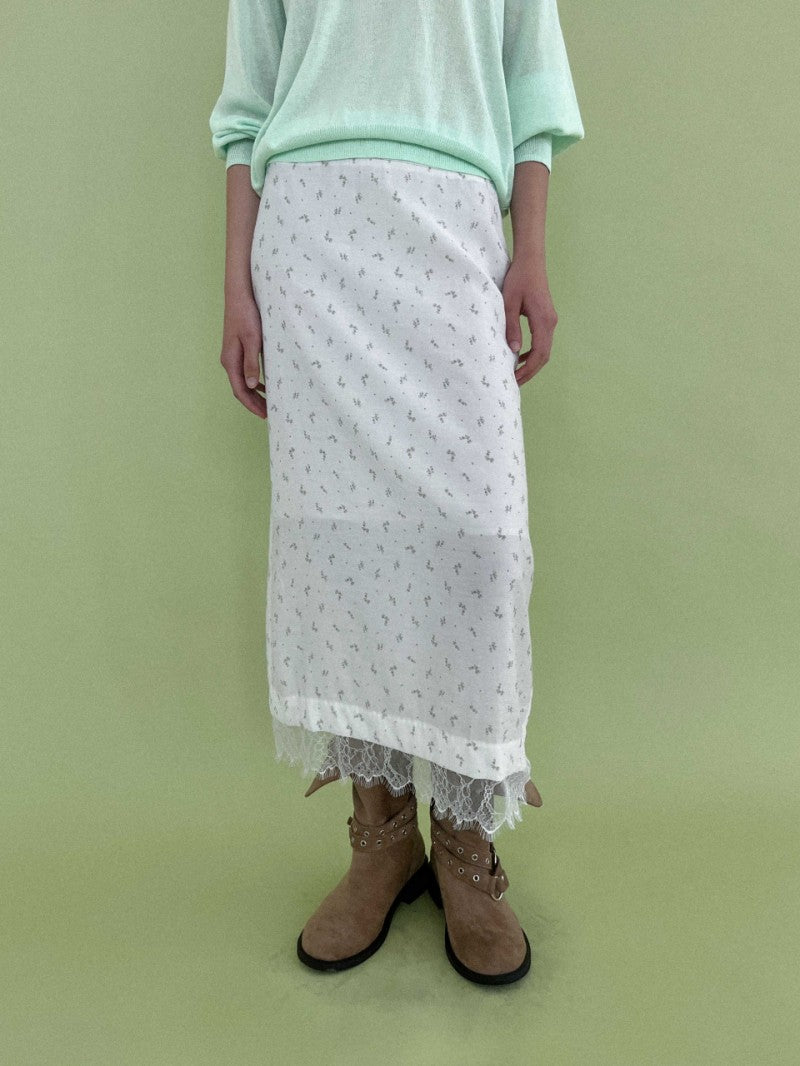 【WE ARE】韓國STUDIO SALT休閒半身裙LUMIFLOWERLACESKIRT