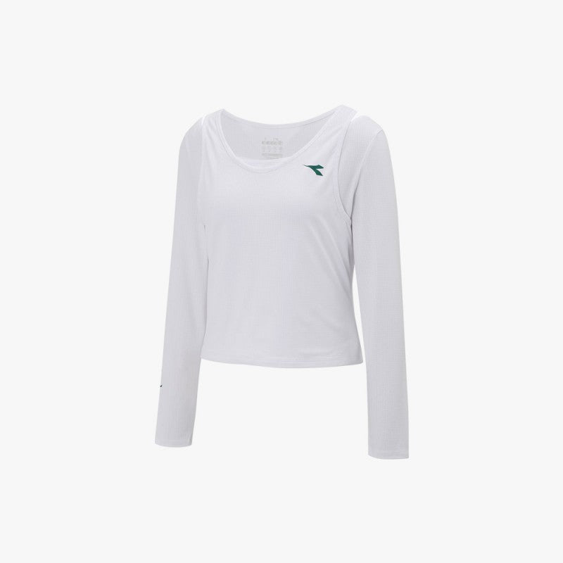 【WE ARE】Korea Diadora fake two-piece design long-sleeved top D5122TRL33
