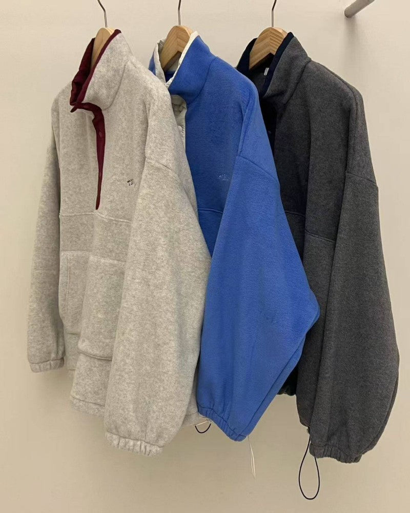 大茜選品【WE ARE】韓國東大門ARTS 超親膚拼色立領絨毛大學T 20251123-7