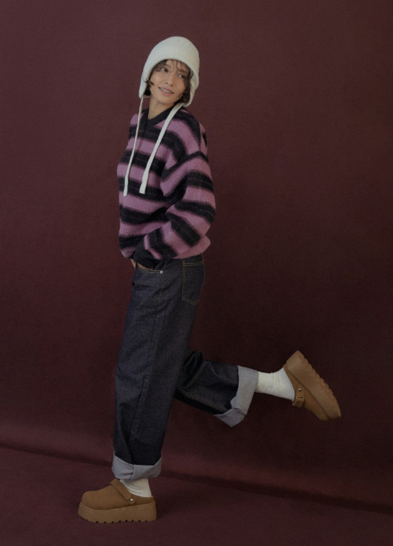 【WE ARE】韓國CHAAKAN 絨毛馬丁麂皮厚底拖 WTSDR4H174