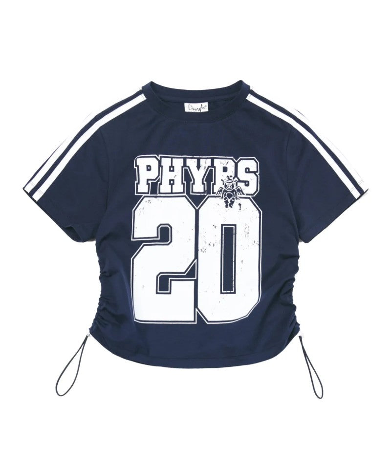 女款【WE ARE】韓國PHYPS 側抽繩數字短袖T恤 PFM1SS202A