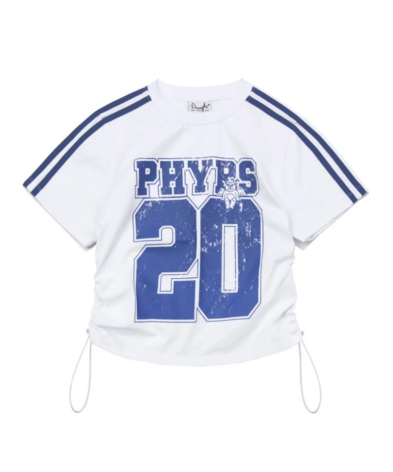 女款【WE ARE】韓國PHYPS 側抽繩數字短袖T恤 PFM1SS202A