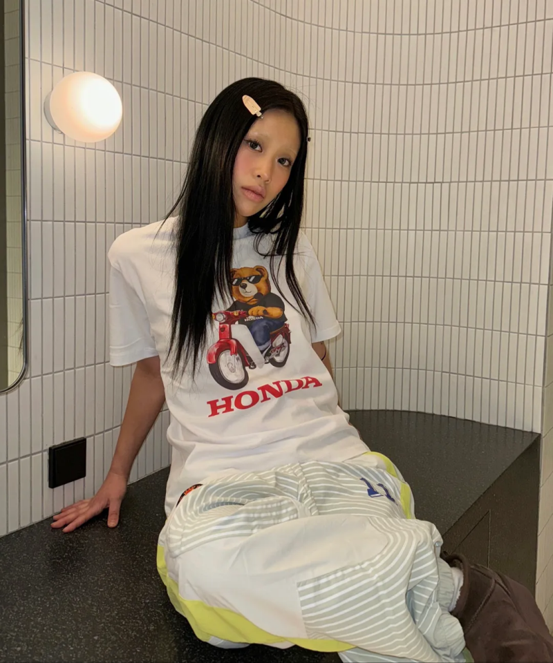 【WE ARE】韓國HONDA 機車小熊袖T恤 HFM1SS333S