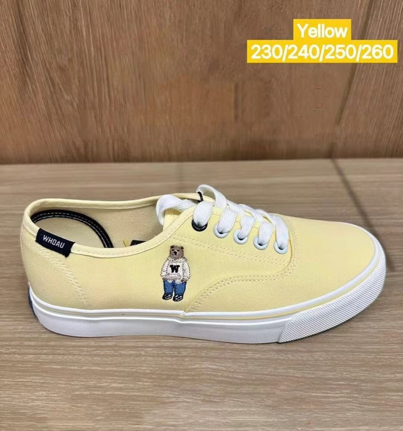 【WE ARE】Korean WHO.AU classic bear embroidered canvas shoes WHPGF1101A