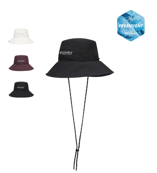 D折扣款【WE ARE】韓國Discovery FRESHVENT 涼感抗UV 繫繩漁夫帽 DXHT6055N
