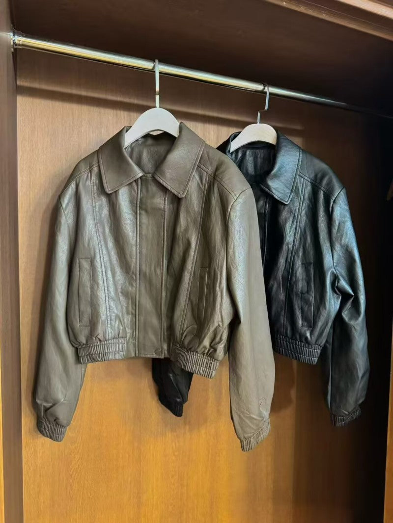 大茜選品【WE ARE】韓國 短版微墊肩皮外套 20251026-10