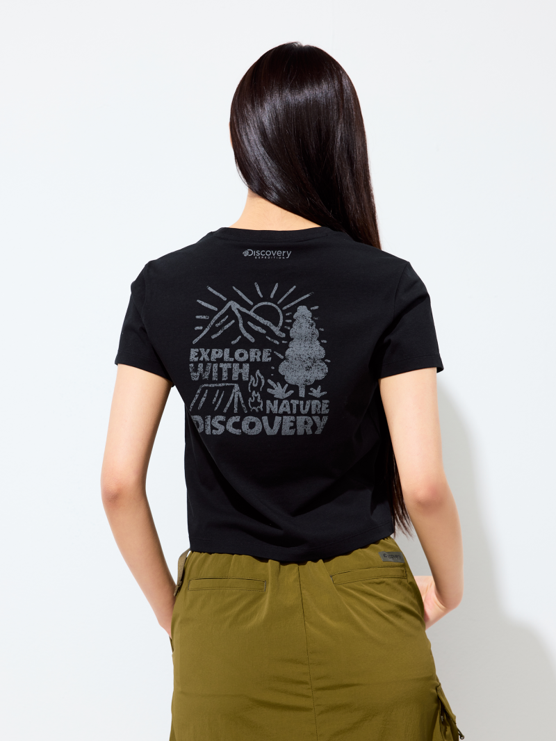 女款【WE ARE】韓國Discovery 短版 SORONA手繪登山短袖T恤DWRS98053