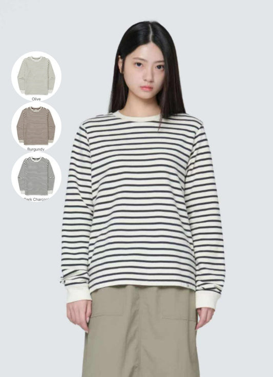 女款【WE ARE】韓國snow peak雪峰條紋長袖上衣 S25FWFTL13