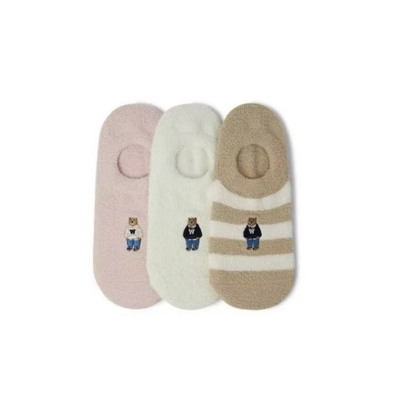 【WE ARE】Korea WHO.AU Bear Sleeping Casual Boat Socks WHAYE4T51A
