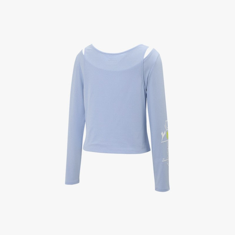 【WE ARE】Korea Diadora fake two-piece design long-sleeved top D5122TRL33