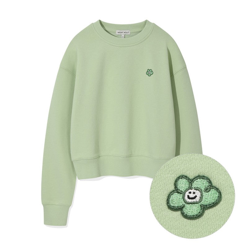 【WE ARE】Korea wacky Willy embroidered flower university T WA2501CR51