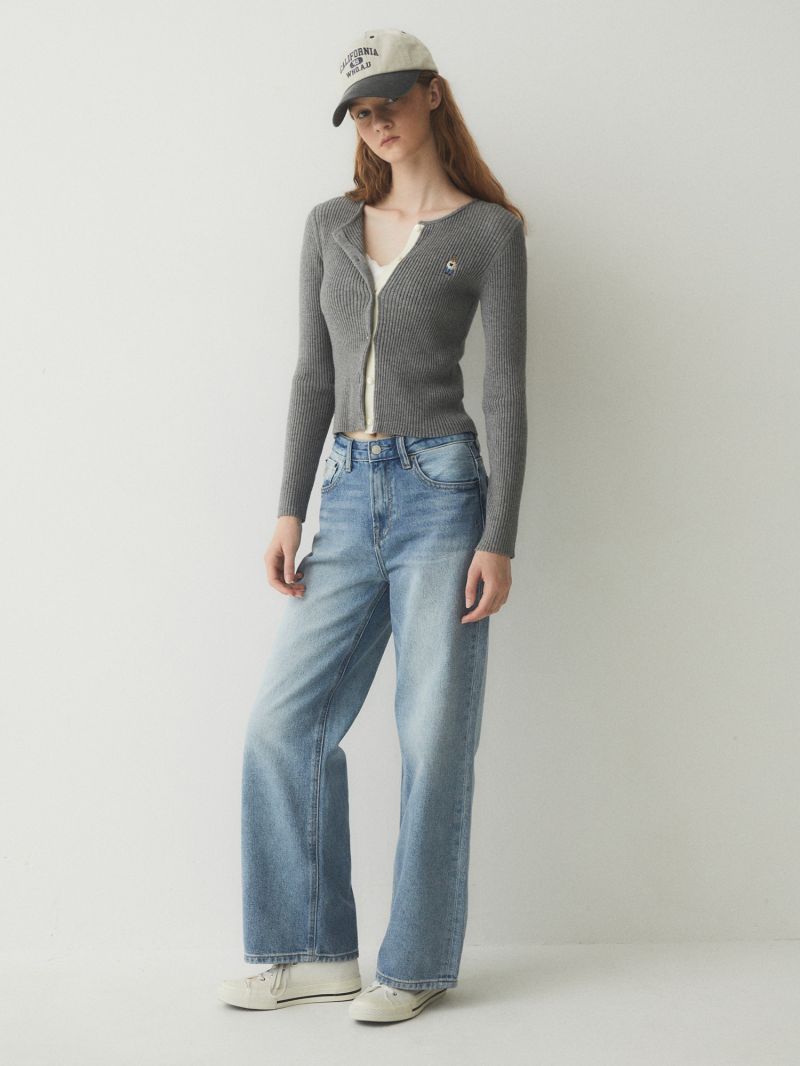【WE ARE】Korea WHO.AU purchasing casual loose jeans WHTJE4911F